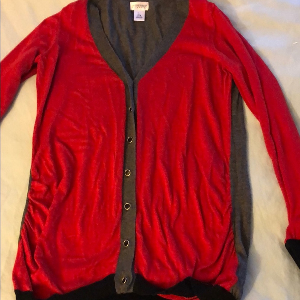 Red and black maternity sweater